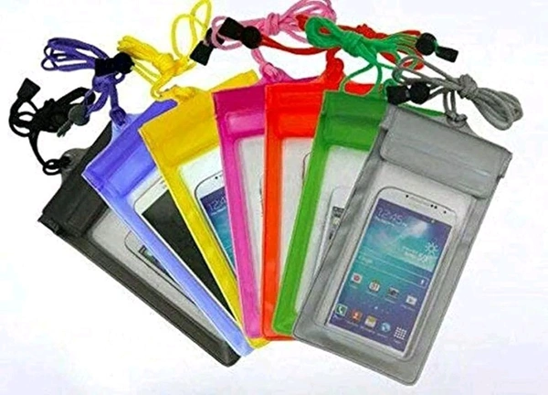 Universal Waterproof Smartphone Protective Sealed PVC Transparent Pouch Dry Bag Cell Phone Case for Protection in Rain ,Holi , Pool, Beach for Suitable for All Mobile Phone & for Money - Random Colour (Pack of 1)