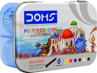 Doms 6 Shades Poster Colours | Rich & Vibrant Colors | Free Agigator Inside For Uniform Mixing | Non-Toxic & Safe For Childrens | Pack of 1