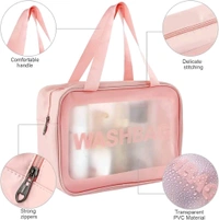 3 PCS WASH Bag 3 PIS WASH Bag Cosmetic Wash Bag Makeup Pouch Bag Travel Transparent Toiletry Waterproof Zipper Wash Bag Household Grooming Kit Portable Organizer Case Carry Pouch (Multi)