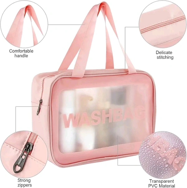 3 PCS WASH Bag 3 PIS WASH Bag Cosmetic Wash Bag Makeup Pouch Bag Travel Transparent Toiletry Waterproof Zipper Wash Bag Household Grooming Kit Portable Organizer Case Carry Pouch (Multi)