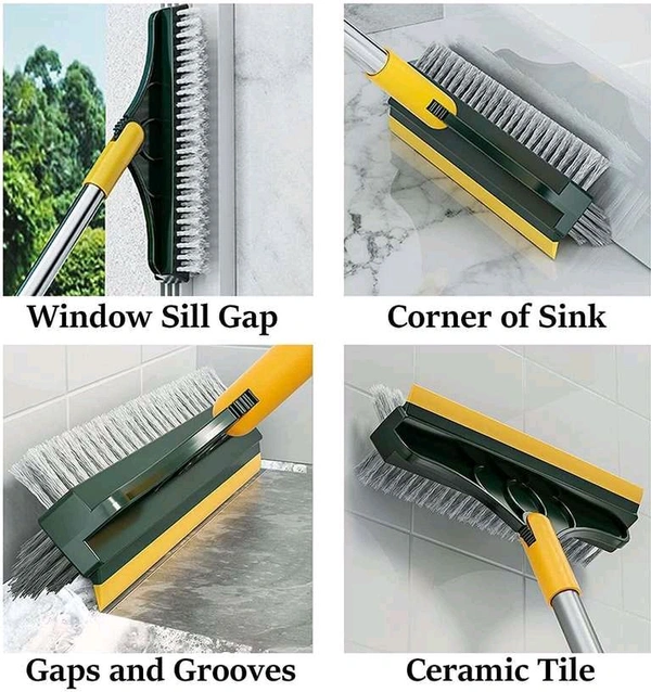 3 In 1 Bathroom Cleaning Brush With Wiper , Floor Brush Mop, Tile Cleaner Brush 