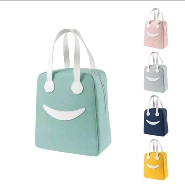 Smiley Lunch Bags for School Office Travel Tiffin Thermal Food Cooler Bags Picnic for Kids Men Women | Leakproof Hot/Cold( BIG )