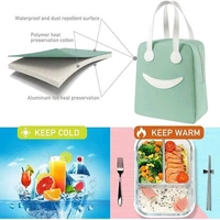 Smiley Lunch Bags for School Office Travel Tiffin Thermal Food Cooler Bags Picnic for Kids Men Women | Leakproof Hot/Cold( BIG )