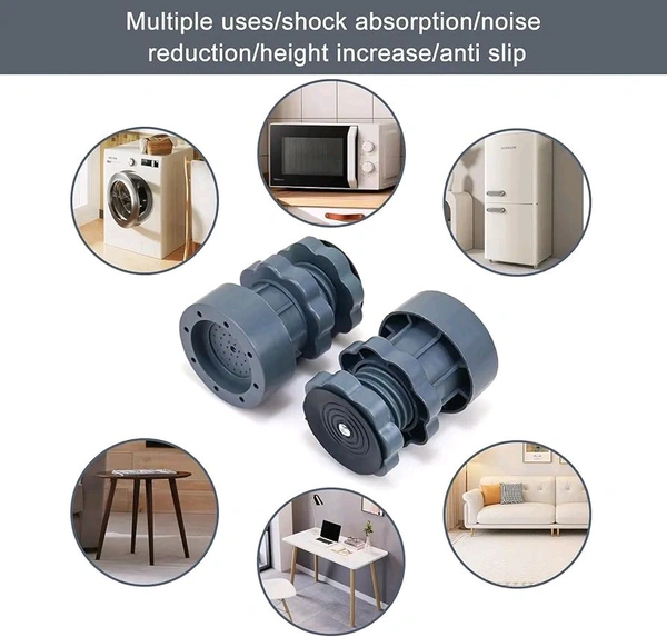 Washing Machine Vibration Pads - Adjustable Dryer Shock & Noise Cancelling Pads, Anti Vibration Pads for Washing Machine Support, Height Adjustment Feet for Refrigerators, (4 Pcs Set)