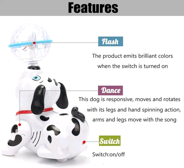 ABS Plastic Bump & Go Dancing Dog with Music & Flashing Lights【2 Yrs & Ups】