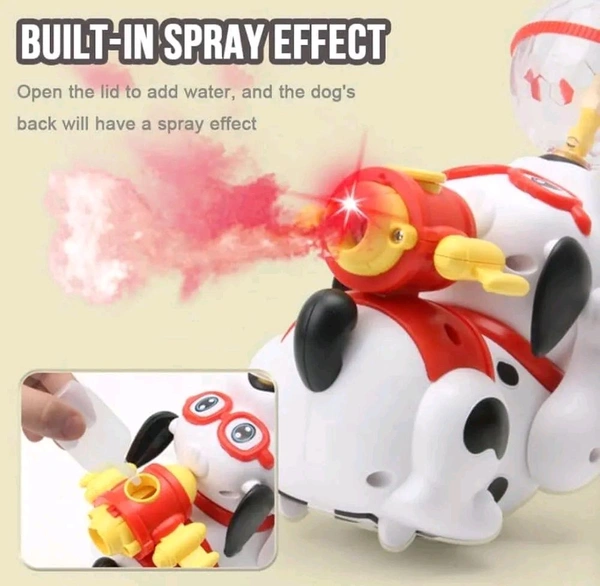 Rotating Crawling Spray Dog Car Vehicle Toy for Kids|Boys|Girls with 360° Rotation, Light & Music (Color-as per Availability), +3yrs.
