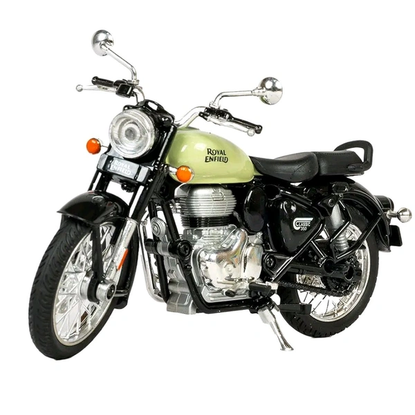 Royal Enfield 1:15 Scale Diecast Motorcycle Model Toy, Pull Back Action, Bullet Bike Detacheble Parts with 3 Colored Fuel Tank, Miniature Replica for Collectors & Kids Age 3+ Years