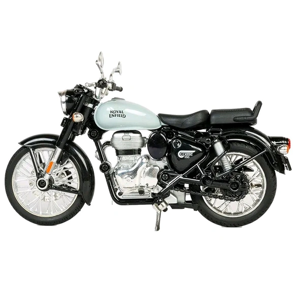 Royal Enfield 1:15 Scale Diecast Motorcycle Model Toy, Pull Back Action, Bullet Bike Detacheble Parts with 3 Colored Fuel Tank, Miniature Replica for Collectors & Kids Age 3+ Years