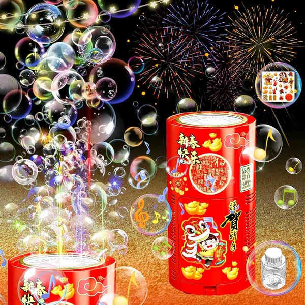 Bubble Machine,Automatic Firework Bubble Machine,Portable Bubble Machine,Electric Firework Bubble Maker Toys with Light Music