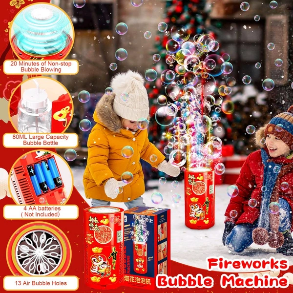 Bubble Machine,Automatic Firework Bubble Machine,Portable Bubble Machine,Electric Firework Bubble Maker Toys with Light Music