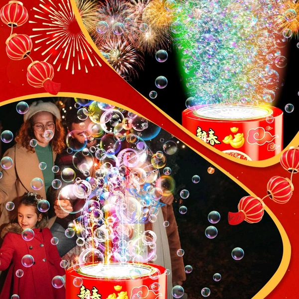Bubble Machine,Automatic Firework Bubble Machine,Portable Bubble Machine,Electric Firework Bubble Maker Toys with Light Music