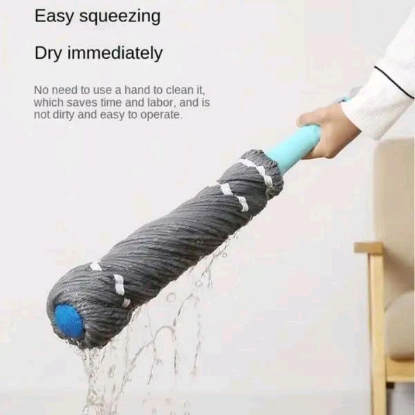 Easy Twist Hands-Free Floor Mop | One-Hand Twist & No-Touch Cleaning | Microfiber Mop for Wet & Dry Use – Ergonomic Handle, Durable & Washable Cloth – Ideal for Home, Kitchen, Pet Hair, & All Floor Types