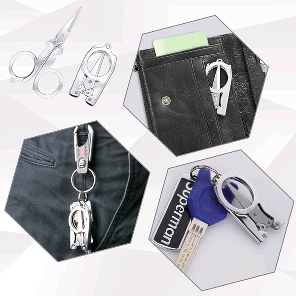 Folding Scissors - Small - Stainless Steel - Travel Pocket - Foldable Scissors - Beard Trimming - Key Chain