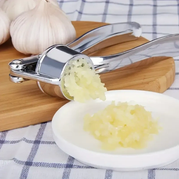 Garlic Press Mincer | Stainless Steel Garlic Crusher & Chopper | 3-in-1 Multifunctional Kitchen Gadget | Garlic Grater, Nut Cracker & Bottle Opener