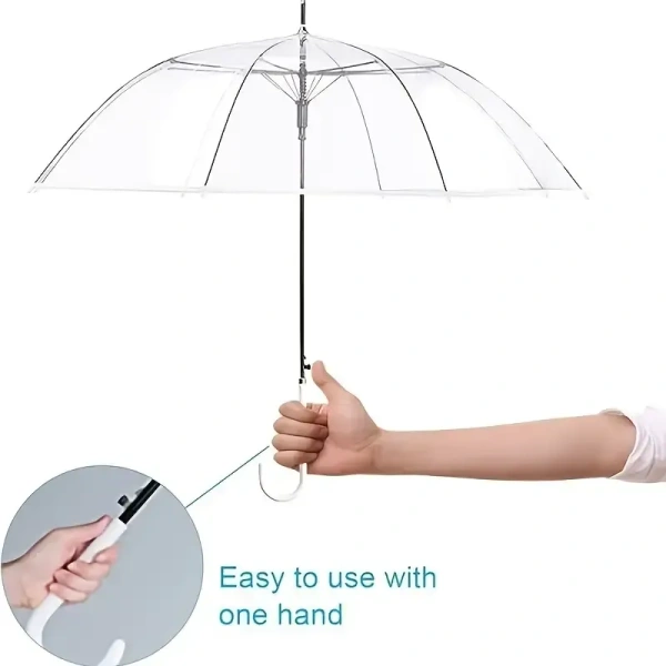  Windproof, Waterproof, Transparent Dome Umbrella for Maximum Rain Protection | Stylish & Durable – Ideal for Weddings, Daily Use & More – SKVWORLD ☂️🌧️