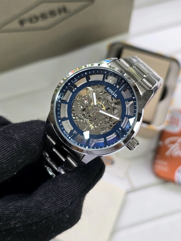 Fossil Townsman Skeleton Fully Automatic Luxury Watch 💙🤍 - Adjustable, Royal Blue