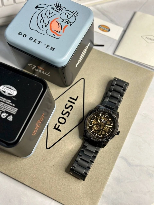 Fossil Bronson Skeleton Fully Automatic  🖤 - Adjustable, Black