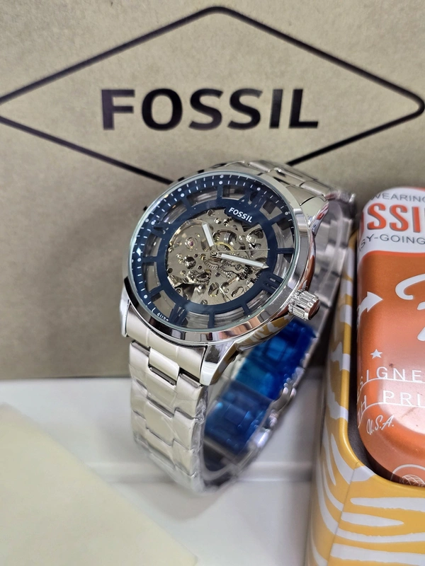 Fossil Townsman Skeleton Fully Automatic Luxury Watch 💙🤍 - Adjustable, Royal Blue