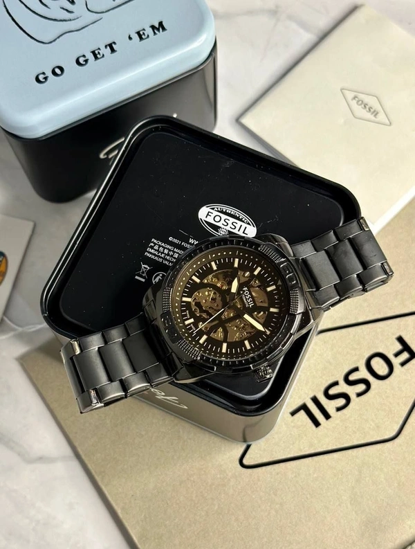 Fossil Bronson Skeleton Fully Automatic  🖤 - Adjustable, Black