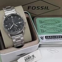 Fossil Commuter Metal Men's  Chronograph Watch 🖤 - Adjustable, Satin Black