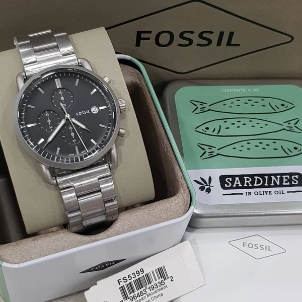 Fossil Commuter Metal Men's  Chronograph Watch 🖤 - Adjustable, Satin Black