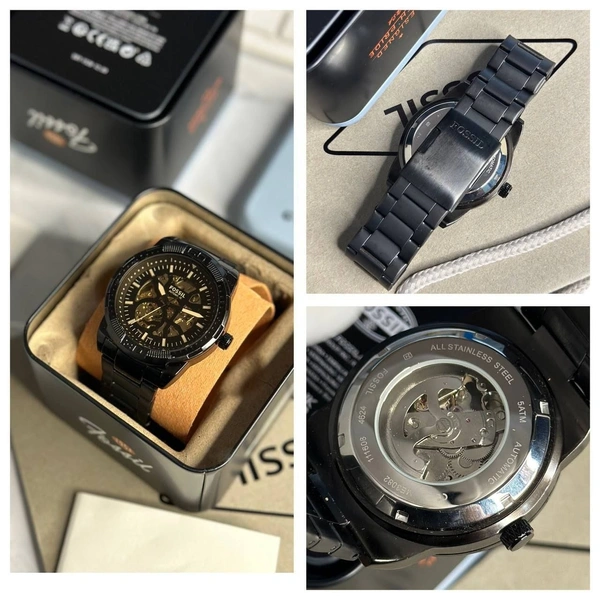 Fossil Bronson Skeleton Fully Automatic  🖤 - Adjustable, Black