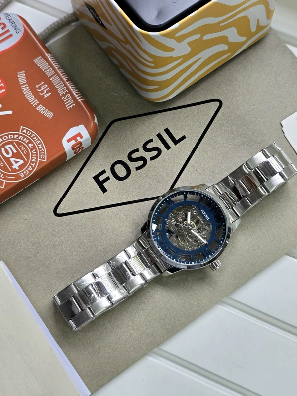 Fossil Townsman Skeleton Fully Automatic Luxury Watch 💙🤍 - Adjustable, Royal Blue