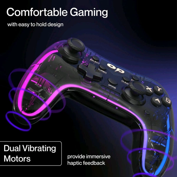 Ambrane Transparent Rgb Gaming Controller (OP-WLGC01) - Black