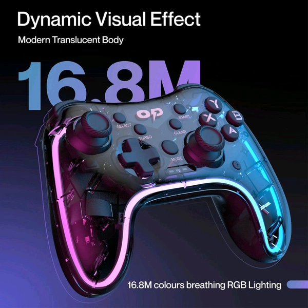 Ambrane Transparent Rgb Gaming Controller (OP-WLGC01) - Black