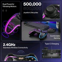 Ambrane Transparent Rgb Gaming Controller (OP-WLGC01) - Black