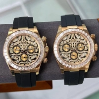 Rolex The Rolex Cosmograph Daytona Men's White Gold With Dimond Bezel Dial Original Stainless Steel Watch ✨ - Adjustable, Black
