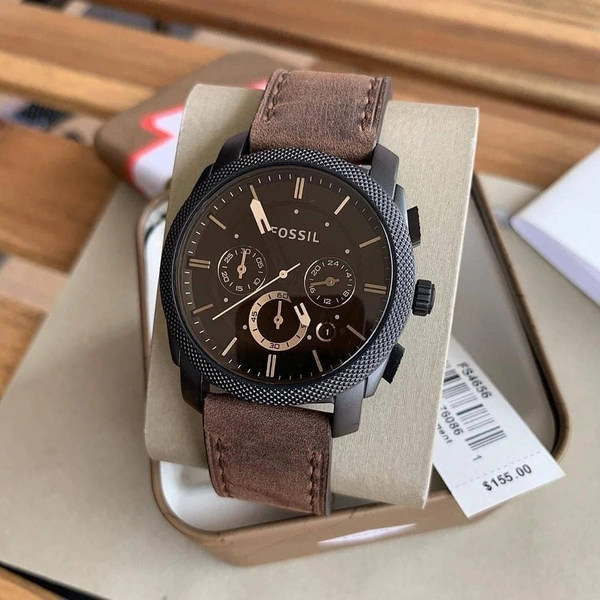 Fossil Classics FS4656 Leather Chronograph Watch 😍 - Adjustable, Black