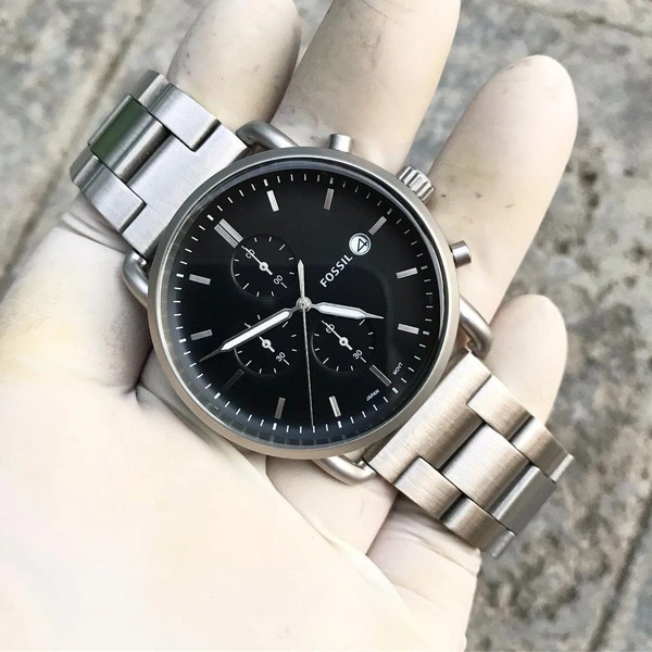 Fossil Commuter Metal Men's  Chronograph Watch 🖤 - Adjustable, Satin Black