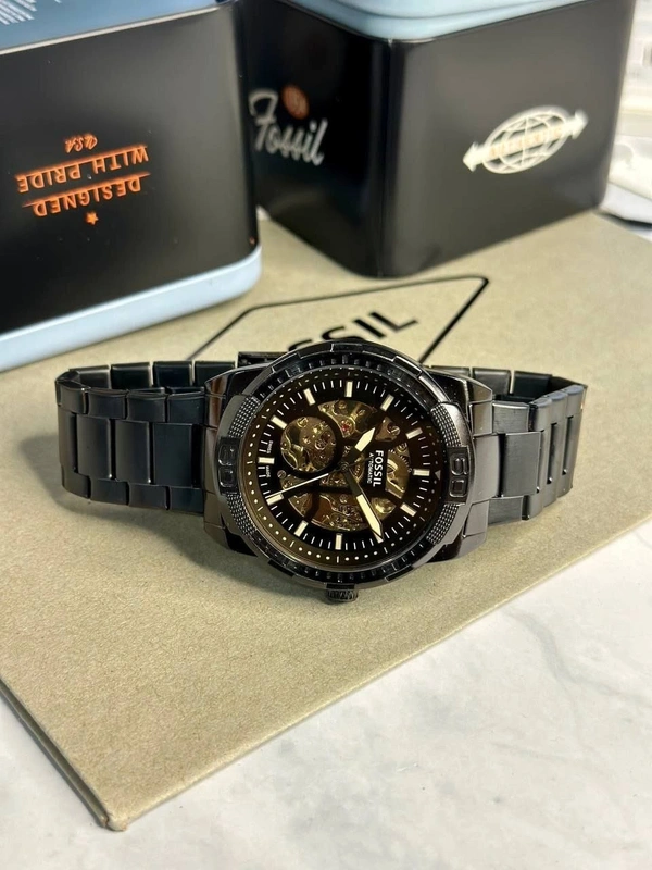 Fossil Bronson Skeleton Fully Automatic  🖤 - Adjustable, Black