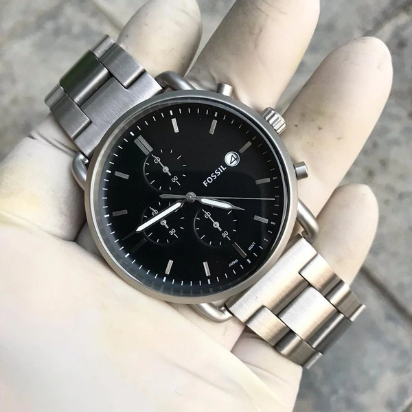 Fossil Commuter Metal Men's  Chronograph Watch 🖤 - Adjustable, Satin Black