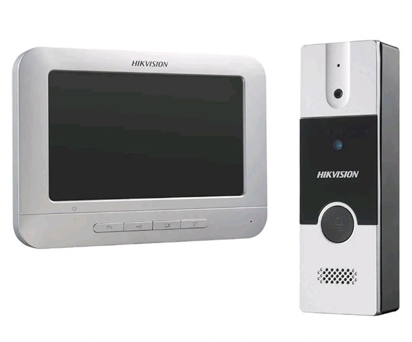 HIKVISION Analog Video Door Phone/Bell with 7" TFT LCD Screen Wired| 1080P Resolution | Builtin Mic & Loudspeaker| Noise Echo Cancellation| Record Upto 200 Picture | One Call Button(DS-KIS204T), Gray