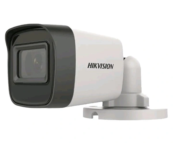 Clocite HIKVISION 5 MP Outdoor Bullet CCTV Ethernet Camera with inbuilt Audio Mic IP67 DS-2CE16H0T-ITPFS BNC/DC, 1080p White
