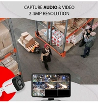 CP CP PLUS 4 channel DVR with 2MP OUTDOOR, Built-in Audio Mic, Dual Light Color Night Vision wired CCTV Cameras, Motion Detection, 4 Channel SMPS, 70 Meters CCTV Cable, 1TB HDD, Required BNC/DC, white - Pack Of 2Camera