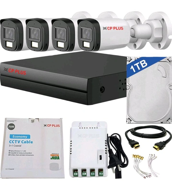 CP PLUS  2MP OUTDOOR, Built-in Audio Mic, Dual Light Color Night Vision wired CCTV Cameras - Pack Of 4camera