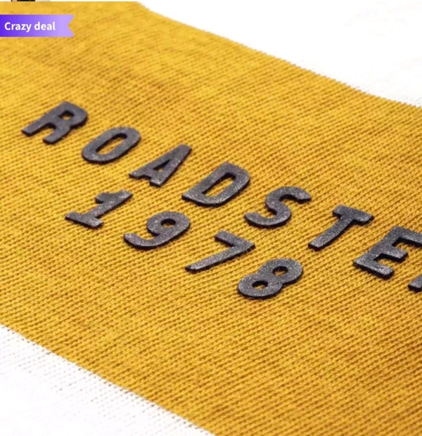 ROADSTER Men White Mustard Yellow Colourblocked ROUND Neck Pure Cotton  - Yellow, X