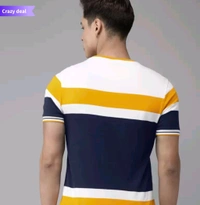 ROADSTER Men White Mustard Yellow Colourblocked ROUND Neck Pure Cotton  - Yellow, X