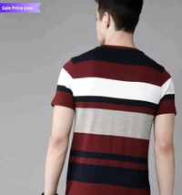 ROADSTER Men Black Maroon Grey Melange  Striped Neck Pure Cotton T-Shirt 