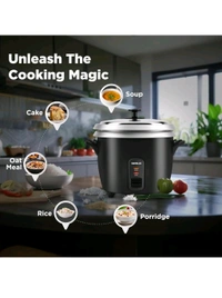 HAVELLS RISO Plus 1.8 liter 1 Bowl Rice Cooker| 700 W | Indicator Light |3 X Protection | 1 mm Thick inner bowl | SS 304 stainless steel Lid | Cook and Warm function| Drum shape model(Black) - Black