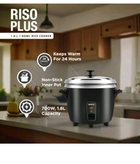 HAVELLS RISO Plus 1.8 liter 1 Bowl Rice Cooker| 700 W | Indicator Light |3 X Protection | 1 mm Thick inner bowl | SS 304 stainless steel Lid | Cook and Warm function| Drum shape model(Black) - Black