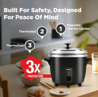 HAVELLS RISO Plus 1.8 liter 1 Bowl Rice Cooker| 700 W | Indicator Light |3 X Protection | 1 mm Thick inner bowl | SS 304 stainless steel Lid | Cook and Warm function| Drum shape model(Black) - Black