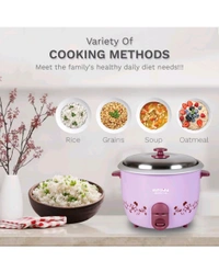 Kutchina Adora 1.5 Litre Rice Cooker Small 500W, Electric Rice Cooker 1.5 ltr | Non-Stick Aluminium Cooking Pans | Stainless Steel Lid | Cool Touch Handles | Detachable Power Cord | Keep Warm Function - Pink Lace