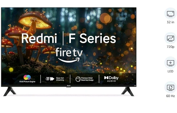 Xiaomi  Redmi Xiaomi 80 cm (32 inches) F Series HD Ready Smart LED Fire TV L32MA-FVIN (Black) - Black, 32 Inches