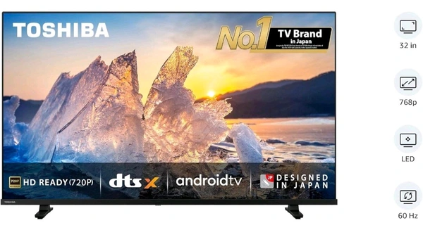 TOSHIBA 80 cm (32 inches) V Series HD Ready Smart Android LED TV 32V35MP (Black) - Black, 32 Inches