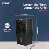 Livpure Scorpio Desert Air Cooler- 100 L | 20" Fan Blade | High Air Delivery | Water Level Indicator | Anti-Bacterial Honeycomb Pad | 350 Watts Motor | 2 years Warranty by Livpure - Black