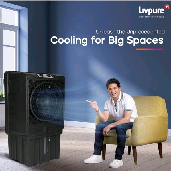 Livpure Scorpio Desert Air Cooler- 100 L | 20" Fan Blade | High Air Delivery | Water Level Indicator | Anti-Bacterial Honeycomb Pad | 350 Watts Motor | 2 years Warranty by Livpure - Black